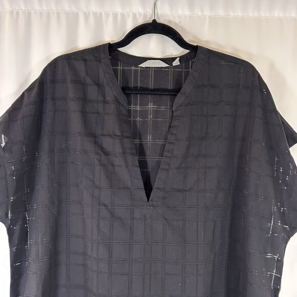 Athleta Beach Tunic Women's XL Black Sheer Short Sleeve Vneck Lightweight Cotton - Picture 2 of 8